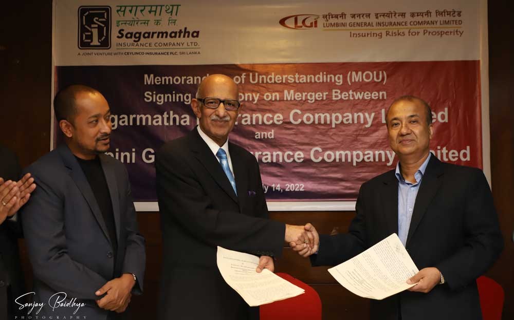 Merger agreement between Everest and Lumbini General Insurance, swap ratio 100:80
